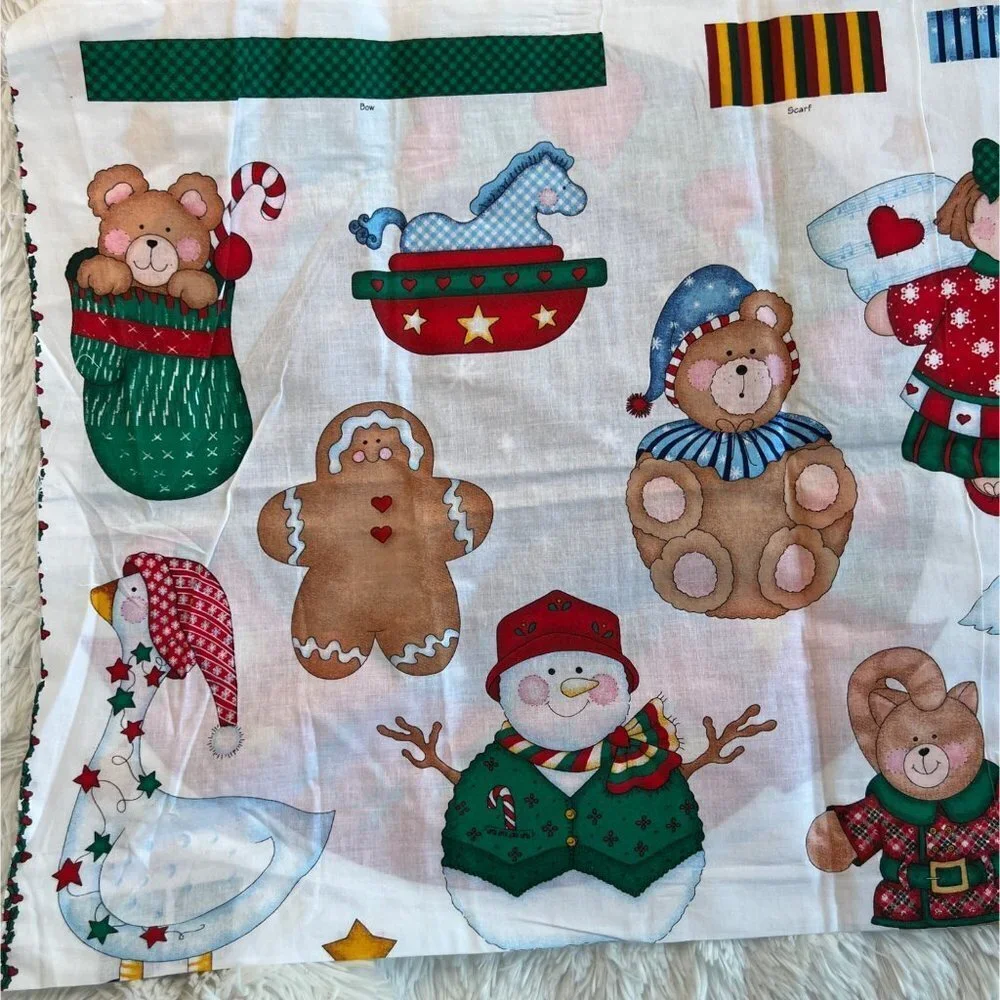 Daisy Kingdom Joy‎ Noel Wreath Fabric Panel with Pattern Santa Christmas Holiday
